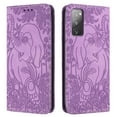 thumbnail image 1 of Allytechgroup Slim Case for Samsung Galaxy S20 FE, Flip Folio Stand Cards Slots Hand Wrist Elephant Embossed Retro PU Leather Wallet Phone Case  Cover for Samsung Galaxy S20 FE, Purple, 1 of 7