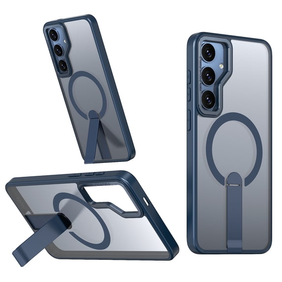 Allytechgroup Slim Case for Samsung Galaxy S24, Built-in Kickstand Support Wireless Charging Rugged Heavy Duty Durable Cover Case Shockproof Protective for Samsung Galaxy S24, Blue