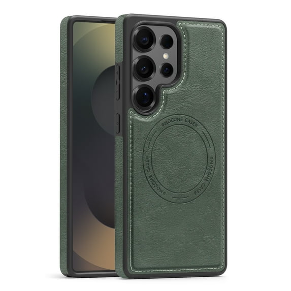 Allytechgroup Slim Case for Samsung Galaxy S24 FE, PU Leather Support Wireless Charging Shockproof Magentic Protective Rugged Heavy Duty Durable Cover Case for Samsung Galaxy S24 FE, Green
