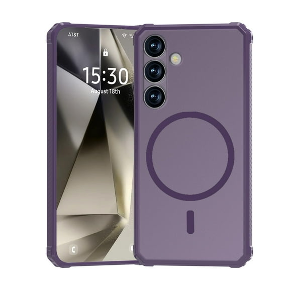 Allytechgroup Slim Case for Samsung Galaxy S24, Hard PC Soft TPU Support Wireless Charging Shockproof Magnetic Protctive Case Cover for Samsung Galaxy S24, Darkpurple