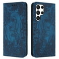 thumbnail image 1 of Allytechgroup Slim Case for Samsung Galaxy S24 Ultra, Flip Folio Stand Cards Slots Hand Wrist Elephant Embossed Retro PU Leather Wallet Phone Case  Cover for Samsung Galaxy S24 Ultra, Blue, 1 of 7