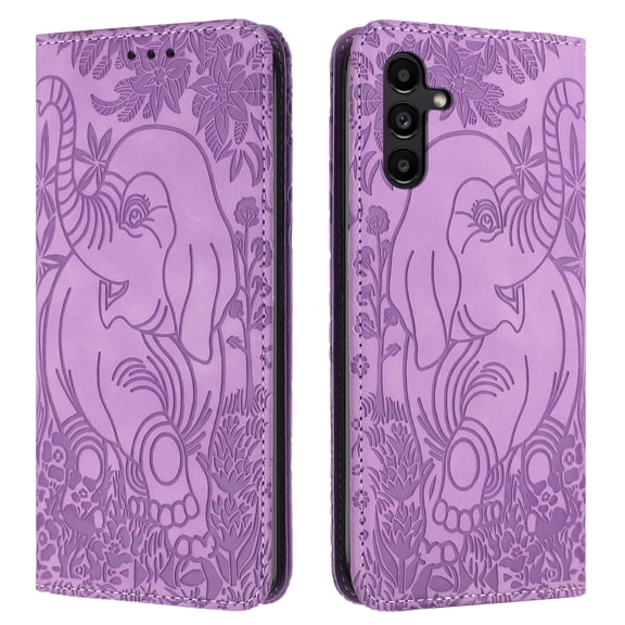 Allytechgroup Slim Case for Samsung Galaxy S25+, Flip Folio Stand Cards Slots Hand Wrist Elephant Embossed Retro PU Leather Wallet Phone Case Cover for Samsung Galaxy S25+, Purple