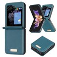thumbnail image 1 of Allytechgroup Slim Case for Samsung Galaxy Z Flip 3, Premium PU Leather Hinge Protection Anti-Scratch Lightweight Shell Cover for Women Men Compatible with Galaxy Z Flip 3, Green, 1 of 5