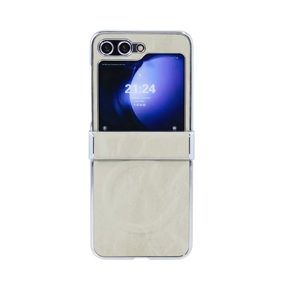 Allytechgroup Slim Case for Samsung Galaxy Z Flip 5, Compatible with Mag-safe PU Leather Stand Phone Shell Shockproof Magnetic Back Cover Bumper for Samsung Galaxy Z Flip 5 Women Men, Cyan