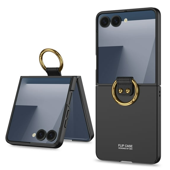 Allytechgroup Slim Case for Samsung Galaxy Z Flip 6/ Flip 7 FE, with Ring Holder Kickstand Anti-Scratch Shockproof Bumper Rugged Shell Cover for Women Men Compatible with Galaxy Z Flip 7 FE/6,Black