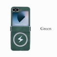 thumbnail image 1 of Allytechgroup Slim Case for Samsung Galaxy Z Flip 6/Z Flip 7 FE, Support Wireless Charging Lightweight Non-Slip Anti-Fingerprint Shockproof Protective Magnetic PU Leather Back Cover Bumper, Green, 1 of 8