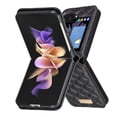 thumbnail image 1 of Allytechgroup Slim Case for Samsung Galaxy Z Flip4, Premium PU Leather Shockproof Protective Anti-Scratch Fashionable Grid Stylish Luxury Phone Case for Galaxy Z Flip 4, Black, 1 of 8