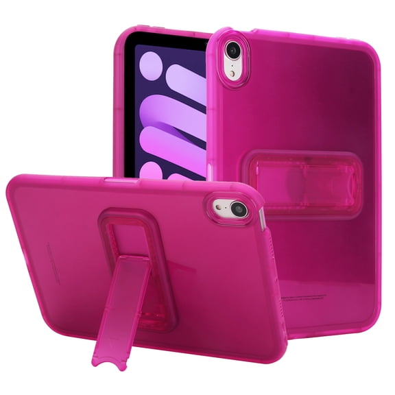 Allytechgroup Slim Case for iPad mini 7 (A17 Pro) 2024/ Mini 6 8.3", Built-in Kickstand Non-Slip Military Grade Drop Protection Rugged for iPad Mini 7th 6th Generation, Rose