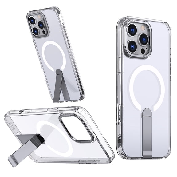 Allytechgroup Slim Case for iPhone 11, Built-in Kickstand Support Wireless Charging Rugged Heavy Duty Durable Cover Case Shockproof Protective Bumper for iPhone 11, Clear