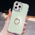 thumbnail image 1 of Allytechgroup Slim Case for iPhone 13 Pro with Ring Holder, Bling Sparkly Diamond Rhinestones Hard PC Soft TPU Phone Shell for Women Girls Shockproof Protective Back Cover Bumper, B, 1 of 10