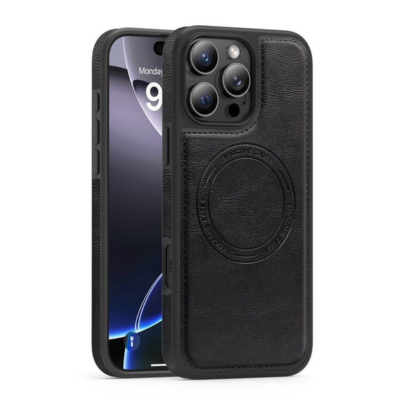 Allytechgroup Slim Case for iPhone 14 Plus, PU Leather Support Wireless Charging Shockproof Magentic Protective Rugged Heavy Duty Durable Cover Case for iPhone 14 Plus, Black