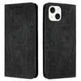 thumbnail image 1 of Allytechgroup Slim Case for iPhone 15, Flip Folio Stand Cards Slots Hand Wrist Elephant Embossed Retro PU Leather Wallet Phone Case  Cover for iPhone 15, Black, 1 of 7