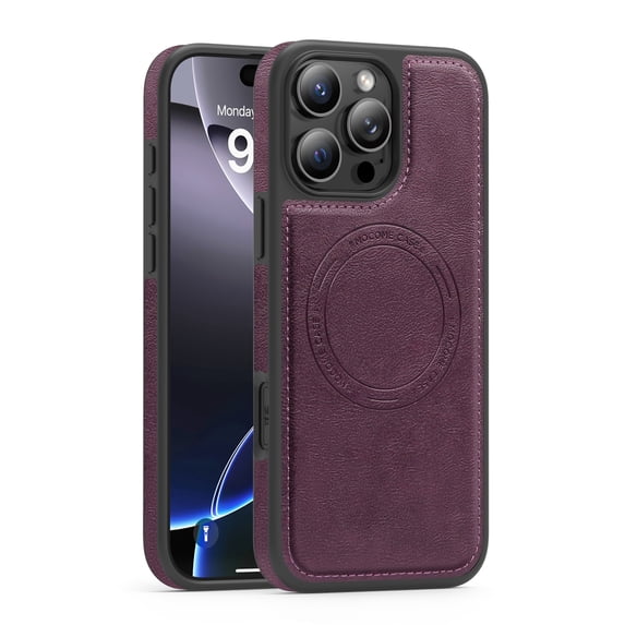 Allytechgroup Slim Case for iPhone 15, PU Leather Support Wireless Charging Shockproof Magentic Protective Rugged Heavy Duty Durable Cover Case for iPhone 15, Darkpurple