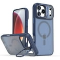 thumbnail image 1 of Allytechgroup Slim Case for iPhone 15 Pro with Camera Kickstand, [Compatible with Magsafe] Hard PC Protective Rugged Non-Slip Anti-Fingerprint Shockproof Magnetic Phone Case for Women Men, Blue, 1 of 9