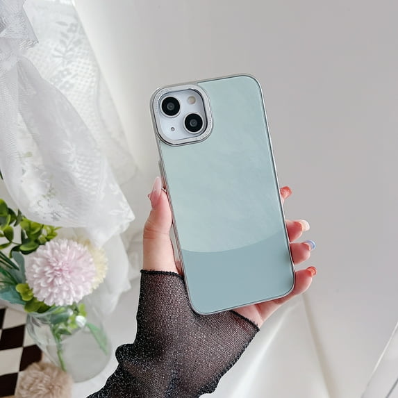 Allytechgroup Slim Case for iPhone 15 Pro Max, Hard PC Electroplated Bumper Frame Fashion Colorful Cover for Women Girls, Shockproof Non-Slip Phone Case for iPhone 15 Pro Max 6.7 Inch - Mint