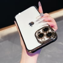 Allytechgroup Slim Case for iPhone 16 Pro Max, Clear Back Cover Anti Yellowing Plating Frame Lightweight Non-Slip Shockproof Rugged Heavy Duty Durable Cover Case for Women Girls, Black