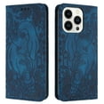 thumbnail image 1 of Allytechgroup Slim Case for iPhone 16e, Flip Folio Stand Cards Slots Hand Wrist Elephant Embossed Retro PU Leather Wallet Phone Case  Cover for iPhone 16e, Blue, 1 of 7