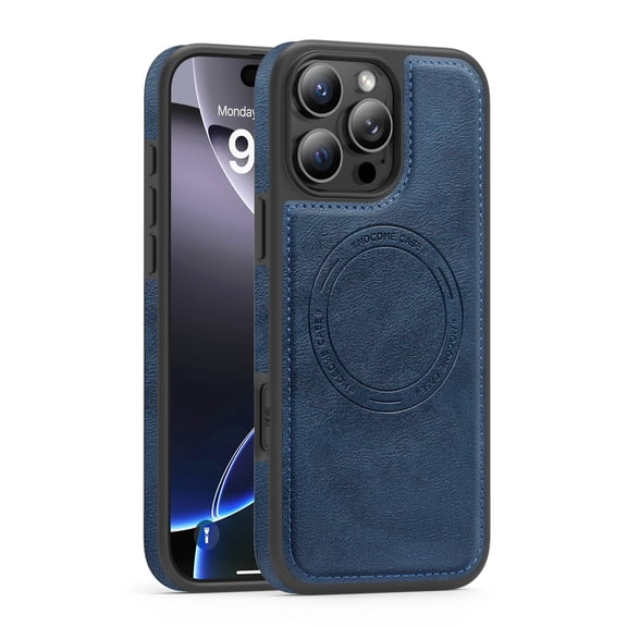 Allytechgroup Slim Case for iPhone 17, PU Leather Rugged Support Wireless Charging Shockproof Magentic Protective Rugged Heavy Duty Durable Cover Case for iPhone 17, Darkblue