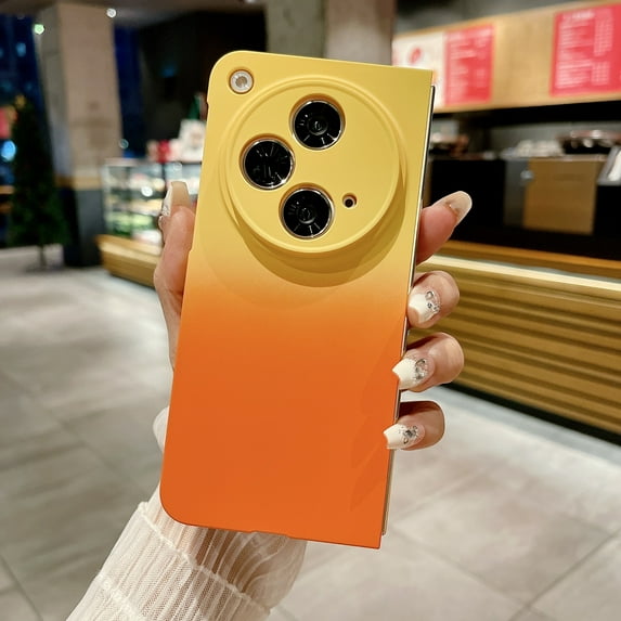 Allytechgroup Slim Fit Case for OnePlus Open, Stylish Two-Color Gradient Lightweight Non-Slip Shock-Absorbent Anti-Fingerprint Hard PC Back Phone Case for OnePlus Open 7.82" 2023 - Orange+Yellow