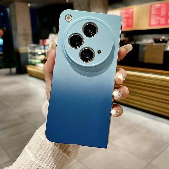 Allytechgroup Slim Fit Case for OnePlus Open, Stylish Two-Color Gradient Lightweight Non-Slip Shock-Absorbent Anti-Fingerprint Hard PC Back Phone Case for OnePlus Open 7.82" 2023 - Darkblue+Lightblue