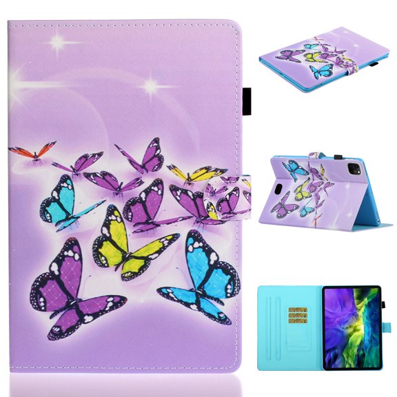 Allytechgroup Slim Fit Case for iPad Pro 11 M4 Case 2024 with Pencil Holder, PU Leather Shockproof Multi Angle Stand Pencil Holder Bumper Tablet Case for Apple iPad Pro 11 inch 2024, Butterfly