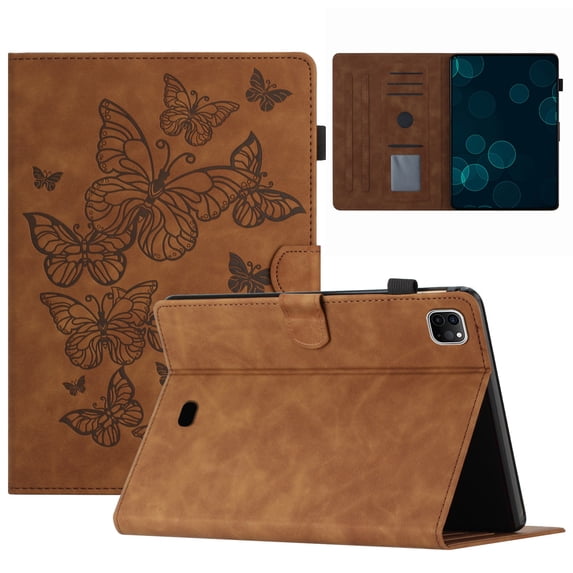 Allytechgroup Slim-Fit iPad Air 11 Case (2024), Butterfly Embossed Flip Case Cover for Apple iPad Air 11-inch – Shockproof, Drop Protective, with Kickstand, Auto Sleep & Wake Features, Brown