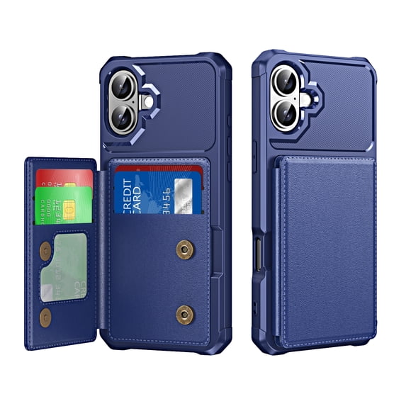 Allytechgroup Slim Fit iPhone 16 Plus Case, Protective PU Leather Wallet Cover with Card Holder RFID Blocking Back Case Cover for Apple iPhone 16 Plus, Darkblue