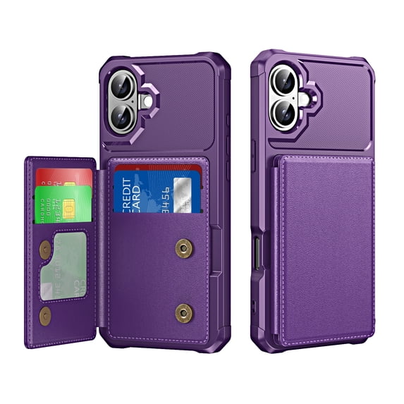 Allytechgroup Slim Fit iPhone 16 Plus Case, Protective PU Leather Wallet Cover with Card Holder RFID Blocking Back Case Cover for Apple iPhone 16 Plus, Purple