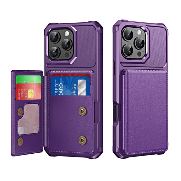 Allytechgroup Slim Fit iPhone 17 Pro Case, Protective PU Leather Wallet Cover with Card Holder RFID Blocking Back Case Shockproof Cover for Apple iPhone 17 Pro Women Men, Purple