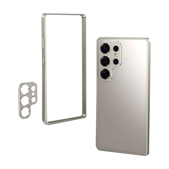 Allytechgroup Slim Frame for Samsung Galaxy S24+ Case with Camera Lens Protector, Heat Dissipation Lightweight Rugged Support Wireless Charging Shock-Resistant Bumper for Women Men, Titanium