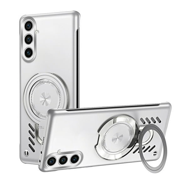 Allytechgroup Slim Galaxy S24 Plus Case Cover, Magnetic Ring Holder Stand Shockproof Bumper Anti-Scratch Protective Phone Case for Samsung Galaxy S24 Plus, Silver