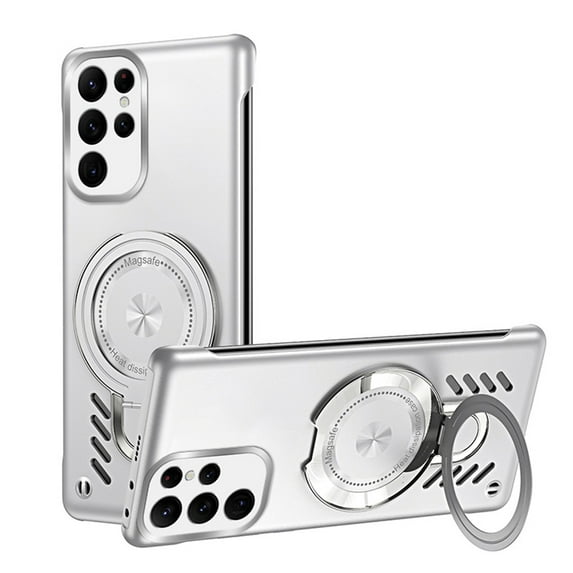 Allytechgroup Slim Galaxy S24 Ultra Case Cover, Magnetic Ring Holder Stand Shockproof Bumper Anti-Scratch Protective Phone Case for Samsung Galaxy S24 Ultra, Orange