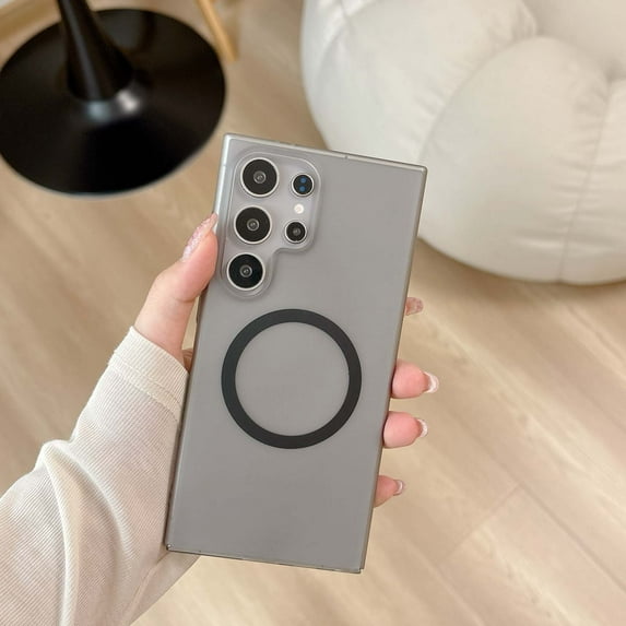 Allytechgroup Slim Matte Samsung Galaxy S24 Case with Magnetic Ring, Translucent Soft TPU Shockproof Phone Case for Samsung Galaxy S24 Cover Compatible with MagSafe Charging, Gray