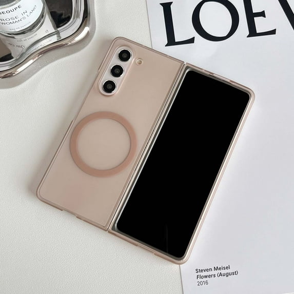 Allytechgroup Slim Matte Samsung Galaxy Z Fold 5 Case with Magnetic Ring, Translucent Soft TPU Shockproof Phone Case for Samsung Galaxy Z Fold 5 Cover Compatible with MagSafe Charging, Coffee