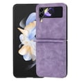 thumbnail image 1 of Allytechgroup Slim Phone Case for Samsung Galaxy Z Flip4, Premium PU Leather Anti-Scratch Bumper Shockproof Retro Drop Protection Case Cover for Galaxy Z Flip 4, Purple, 1 of 7