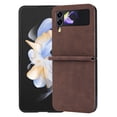 thumbnail image 1 of Allytechgroup Slim Phone Case for Samsung Galaxy Z Flip4, Premium PU Leather Anti-Scratch Bumper Shockproof Retro Drop Protection Case Cover for Galaxy Z Flip 4, Brown, 1 of 7
