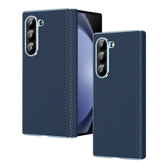Allytechgroup Slim Phone Case for Samsung Galaxy Z Fold6, Luxury Carbon Fiber Shockproof Anti-Scratch Rugged Bumper Hybrid Case Cover for Galaxy Z Fold 6, Blue