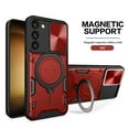 thumbnail image 1 of Allytechgroup Slim Rugged Case for Samsung Galaxy S25+, Built-in 1 Pack Screen Protector & 360°Rotate Ring Stand [Slide Lens Cover] Magnetic Car Mount Hybrid Shockproof Anti-Fall Cover, Red, 1 of 8