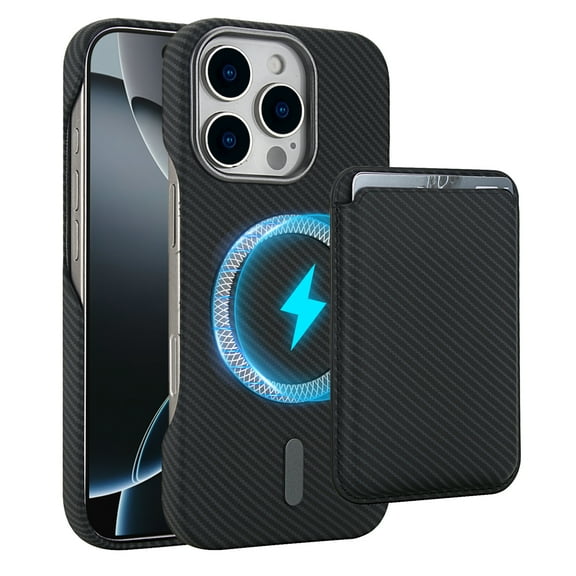 Allytechgroup Slim Wallet Case for iPhone 16 Pro with Card Slot Pocket [Compatible with MagSafe] Magnetic Wireless Charging Case Faux Leather & Shockproof Soft TPU Back Anti-Slip Shell, Black