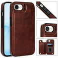 thumbnail image 1 of Allytechgroup Slim Wallet Case for iPhone 16e, Flip PU Leather Kickstand Card Slots Case, Double Magnetic Buttons Shockproof Full Body Protection Durable Case for Women Men, Brown, 1 of 9
