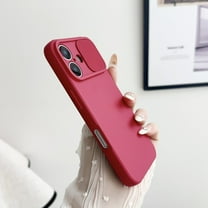 Allytechgroup Solid Color Phone Case Designed for iPhone 16, [Sliding Lens Cover] [Full Camera Protection] Shockproof Soft TPU Ultra Thin & Lightweight Fashion Case for Women Men, Red