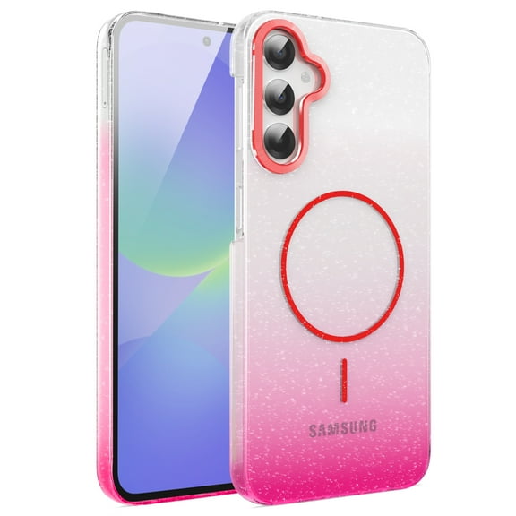 Allytechgroup Sparkly Case for Samsung Galaxy A36 5G, Slim Glitter Magnetic Phone Shell Compatible with Magsafe Anti Yellowing Shockproof Protective Back Cover for Samsung Galaxy A36 5G, Red