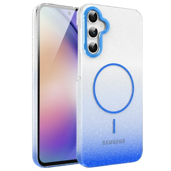 Allytechgroup Sparkly Case for Samsung Galaxy A54 5G, Slim Glitter Magnetic Phone Shell Compatible with Magsafe Anti Yellowing Shockproof Protective Back Cover for Samsung Galaxy A54 5G, Blue