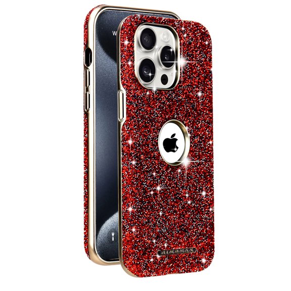 Allytechgroup Sparkly Case for iPhone 12 Pro / 12 6.1", Bling Diamond Rhinestones Slim Phone Case Support Wireless Charging Shockproof Magnetic Back Cover for iPhone 12 Pro / 12 6.1", Red