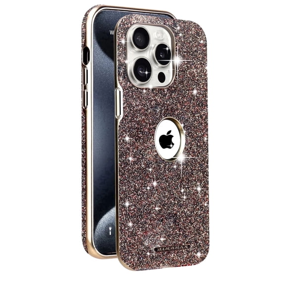 Allytechgroup Sparkly Case for iPhone 12 Pro Max, Bling Diamond Rhinestones Slim Phone Case Support Wireless Charging Shockproof Magnetic Back Cover for iPhone 12 Pro Max, Coffee