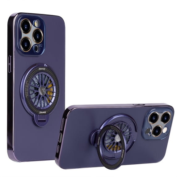 Allytechgroup Stand Case Compatible with Apple iPhone 12 Pro Max for Women Men, Compass Design Ring Holder Kickstand Anti-Scratch Shockproof Bumper Phone Case for iPhone 12 Pro Max, Darkpurple