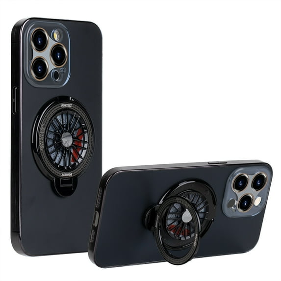 Allytechgroup Stand Case Compatible with Apple iPhone 15 Plus for Women Men, Compass Design Ring Holder Kickstand Anti-Scratch Shockproof Bumper Phone Case for iPhone 15 Plus, Black