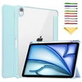 thumbnail image 1 of Allytechgroup Stand Case for iPad Air 11 inch M3 (2025) with Pencil Holder Clear Transparent Back & Soft TPU Shockproof Frame Cover [Auto Sleep/Wake] Smart Lightweight Trifold Shell, Skyblue, 1 of 9