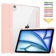 thumbnail image 1 of Allytechgroup Stand Case for iPad Air 11 inch M3 (2025) with Pencil Holder Clear Transparent Back & Soft TPU Shockproof Frame Cover [Auto Sleep/Wake] Smart Lightweight Trifold Shell, Rosegold, 1 of 8