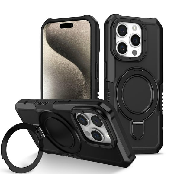 Allytechgroup Stand Case for iPhone 12 Pro / 12 6.1", Ultra Thin Shockproof [Military Grade Drop Tested] Back Cover with Adjustable Multi-Angle Ring KickStand Luxury Skin-Friendly Case, Black
